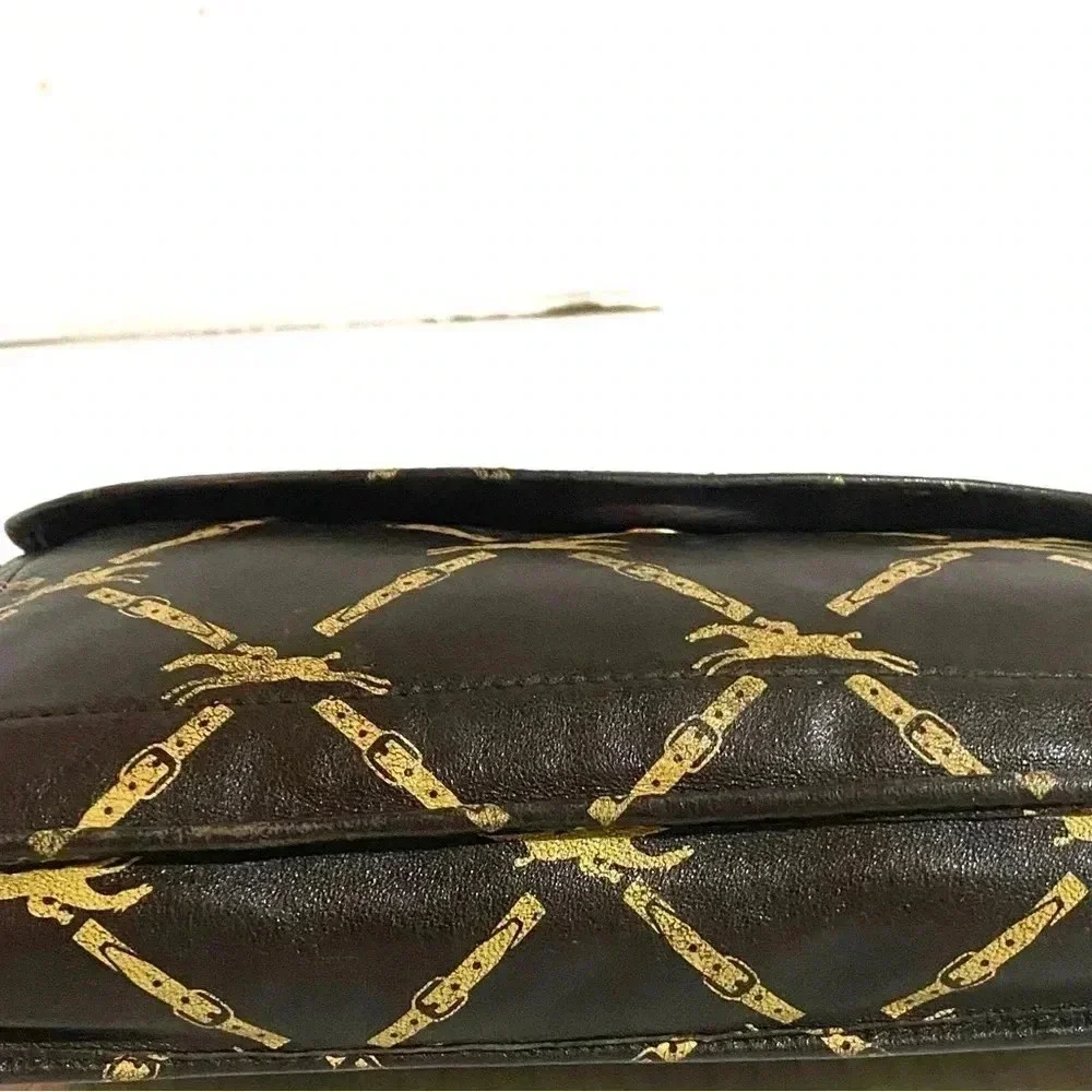 Longchamp vintage lattice brown leather clutch bag